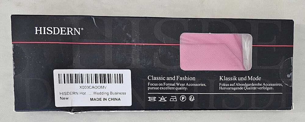 HISDERN Men's Necktie Pink Wedding Business Formal Tie NEW in Box
